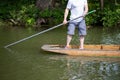 Detail Of Man In Punt On River Cherwell In Oxford Royalty Free Stock Photo