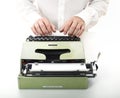 Detail of man with typewriter