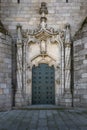 Detail of the Manueline Style main entrance of the Guarda Cathedral Se da Guarda Royalty Free Stock Photo