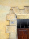 Detail of Marble Architrave on Historic Sienna Building, Italy Royalty Free Stock Photo