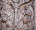 Detail of marble carvings on the Baptistery, Parma