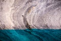 Detail of the marble cathedral in lake General Carrera with blue Royalty Free Stock Photo