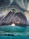 Detail of the marble cathedral in lake General Carrera with blue water, Patagonia of Chile. Carretera Austral Royalty Free Stock Photo