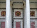 Marble decorated wall of the Basilica of Saint Paul outside the walls to Rome in Italy. Royalty Free Stock Photo