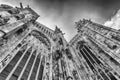 Spiers and statues on the gothic Cathedral of Milan, Italy