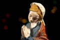 Detail of Mary Virgin. Nativity scene figures. Christmas traditions. Royalty Free Stock Photo