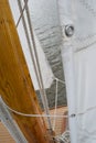 Detail of mast and sail of sailing boat, while under sail Royalty Free Stock Photo