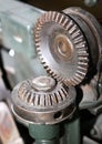 detail of a mechanical gear with metal teeth