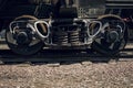 Detail of mechanical parts, wheels and equipment of the train Royalty Free Stock Photo