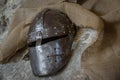 Detail of medieval helmets helms medieval armor knight Royalty Free Stock Photo