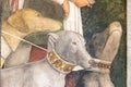 Detail of medieval italian illustration showing hound dogs