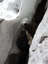 Detail of a melting snow in a crevasse