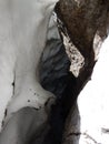 Detail of a melting snow in a crevasse