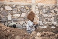 Detail of men working in construction