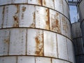Detail of a metal grain bin at a grain elevator, southeastern Washington, USA Royalty Free Stock Photo