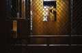 Metal mesh door of the old elevator Royalty Free Stock Photo