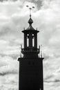 Detail of City Hall tower in Stockholm, Sweden Royalty Free Stock Photo