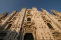 Detail of Milan Cathedral facade, famous tourist destination in Milan, Lombardy, Italy