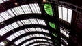 Detail of Milan train station ceiling. Milan Central Station interior view.