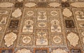 Detail of the mirrored ceiling in the Mirror Palace at Amber Fort in Jaipur