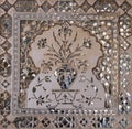 Detail of the mirrored ceiling in the Mirror Palace at Amber Fort in Jaipur