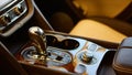 Detail of modern car interior, gear stick, automatic transmission in expensive car Royalty Free Stock Photo