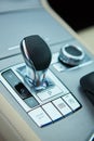 Detail of modern car interior, gear stick Royalty Free Stock Photo