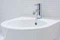 Detail of a modern ceramic hand wash basin Royalty Free Stock Photo