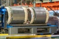 detail of the modern electric motor on the production line in the factory Royalty Free Stock Photo