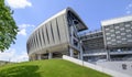 Detail of a modern futuristic organic blob shaped stadium