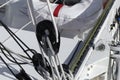 Detail of modern sailing Pulleys on racer boat