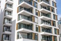 Detail of a modern white apartment building Royalty Free Stock Photo