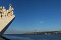 Detail of the Monument of the Discoveries Padrao dos Descobrimentos in the Tagus River in Lisbon, Portugal, with the 25 of April