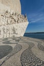 Detail of the Monument to the Discoveries Padrao dos Descobrimentos, by the Tagus River Rio Tejo in the city of Lisbon