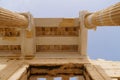 Detail of the monumental gateway of the Propylaea in the Acropolis, Athens, Greece. Royalty Free Stock Photo