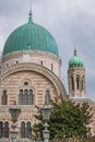 Detail of facade and dome of synagogue and Jewish museum of Florence, ITALY Royalty Free Stock Photo