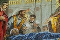 Detail the mosaic of the veneration of St. Mark at Saint Mark`s Basilica in Venice, Italy. Royalty Free Stock Photo