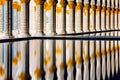 Detail of mosque columns. Night view at Mosque, Abu Dhabi, United Arab Emirates Royalty Free Stock Photo