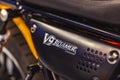 Detail of the Moto Guzzi V9 Roamer motorcycle Royalty Free Stock Photo