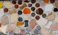 Detail of a multicolored glass mosaic on the wall, mosaic background, texture Royalty Free Stock Photo