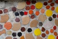 Detail of a multicolored glass mosaic on the wall, mosaic background, texture Royalty Free Stock Photo