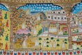 Detail of the mural paintings in the Laxmi Nath Hindu temple in Bikaner, India. Royalty Free Stock Photo