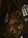 Detail of music instrument organ inside of Notre Dame Cathedral Church in Strasbourg Bas Rhin Alsace Grand Est France