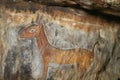 detail of a mythological creature in rock art Royalty Free Stock Photo