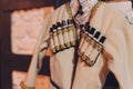 Detail of the national costume of the Caucasian Highlander, pockets for rifle charges, Circassian. Royalty Free Stock Photo