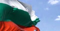 Detail of the national flag of Bulgaria waving in the wind on a clear day Royalty Free Stock Photo