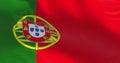 Seamless slow motion of the national flag of Portugal waving in the wind