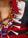 Detail of neckless from naga costume, during hornbill festival in kohima Royalty Free Stock Photo