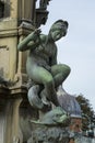 Detail of the Neptune Fountain in Frederiksborg Castle in Hillerod, Denmark Royalty Free Stock Photo