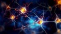 detail of neurons of the neural network generating action potentials - human nervous system background